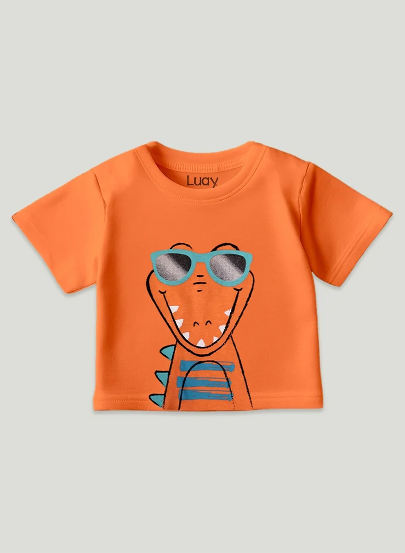 Luay Pack Of 1 100% Organic Cotton  T-Shirts for Boys & Girls Festive Short Sleeve Styles in Vibrant Colors and Patterns for Kids and Toddlers_Regular Fit  | Best Price UAE